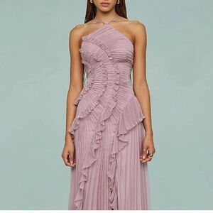 Elegant Pink Ruffled Women's Dress